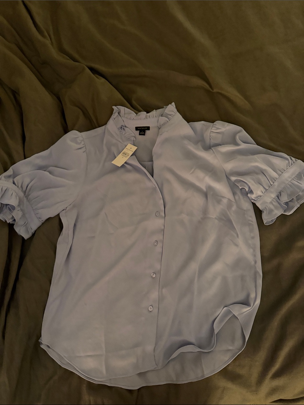 Ann Taylor Light Blue Ruffle Sleeve Blouse